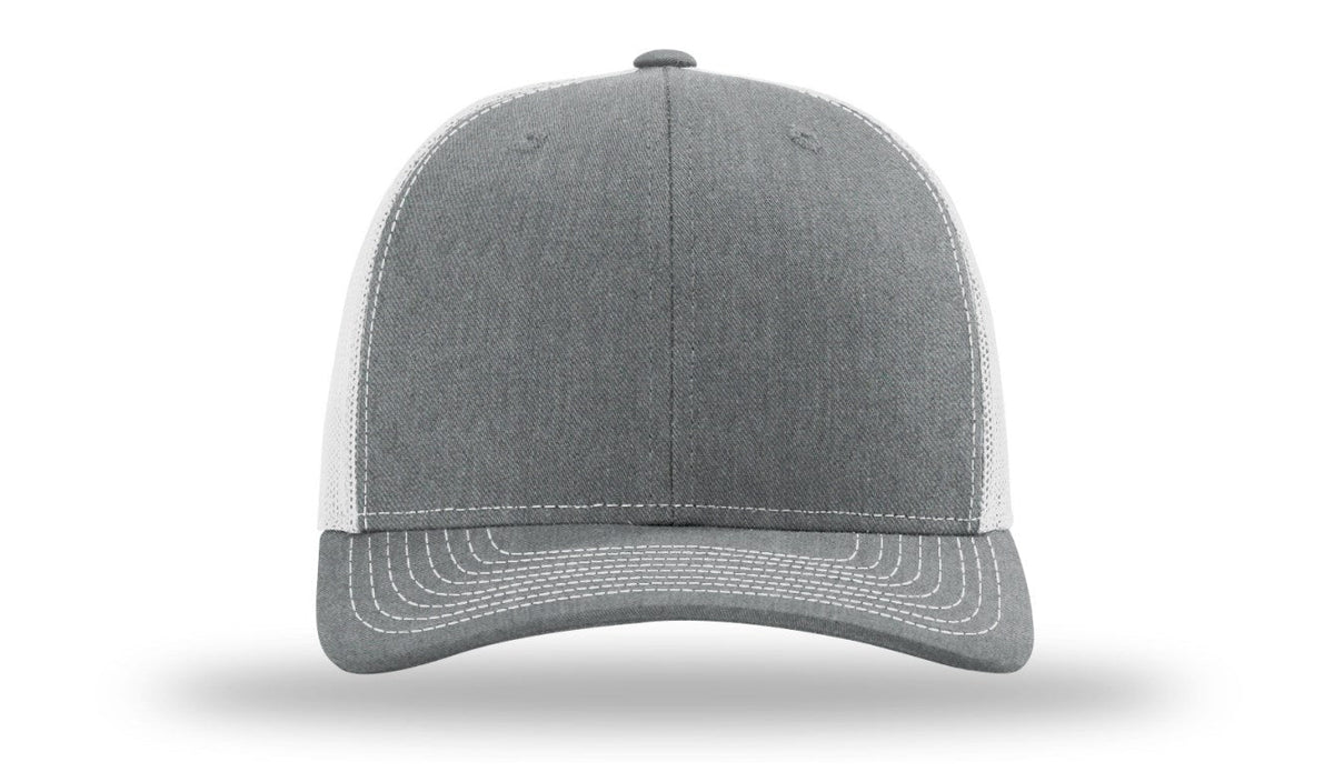 Custom Leather Patch Hat with Your Logo - Trucker Baseball Hats, Heather Gray/Navyat Holtz Leather